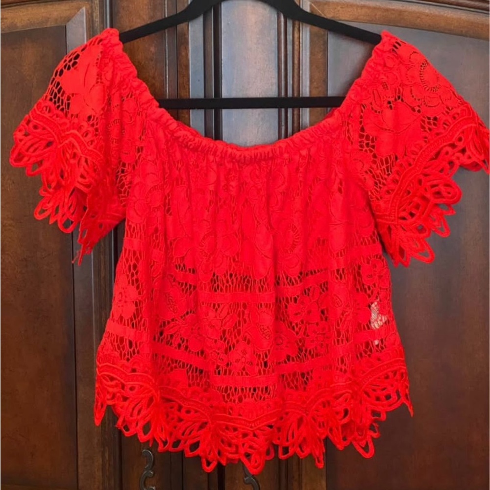 New without tags! Bright Red Free People top size Small